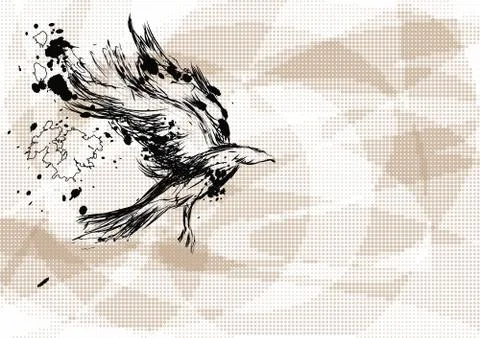 Crow on abstract background Stock Illustration