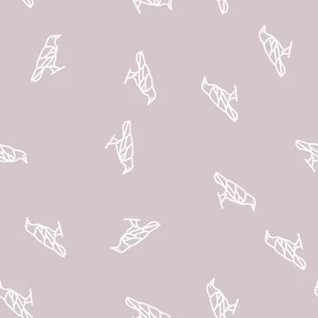 Crow bird line seamless pattern イラスト素材
