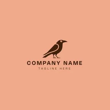 Crow bird logo template vector icon illustration line art style - vector Stock Illustration