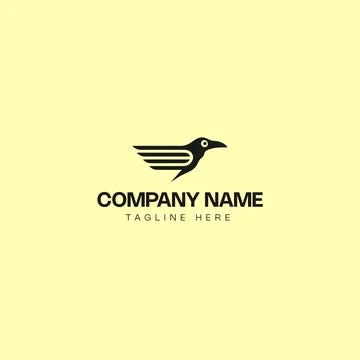 Crow bird logo template vector icon illustration line art style - vector Stock Illustration