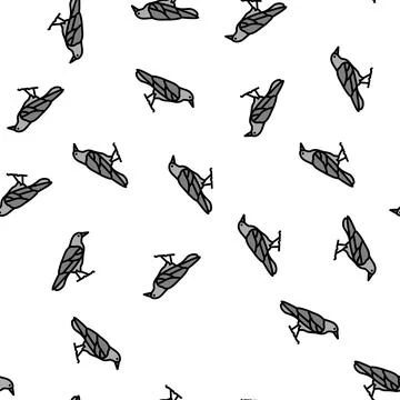 Crow bird vector seamless pattern イラスト素材