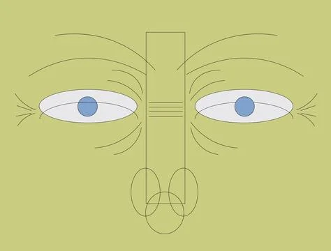 Crow feet on face Stock Illustration