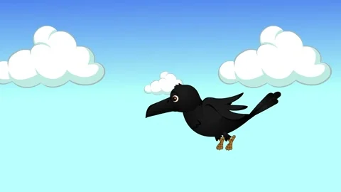 Crow flying on the blue sky Stock Footage 303633921