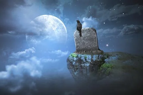 Crow on the graveyard Stock Photos