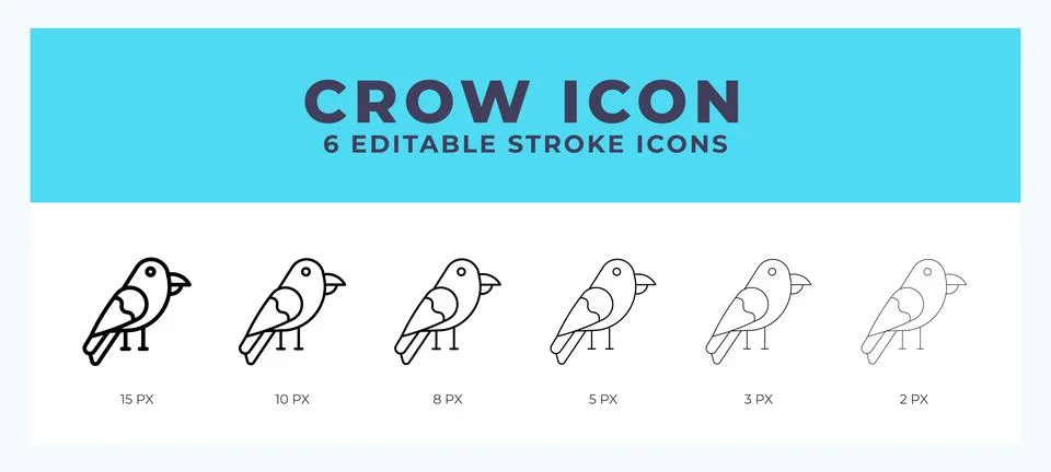 Crow icon vector for web. And mobile app. Editable stroke outline icon. Illustrazione stock