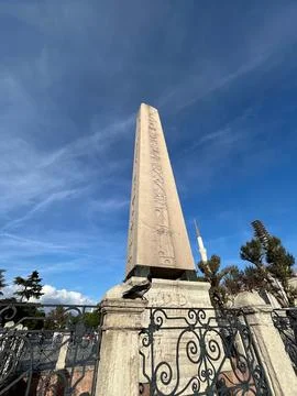 Crow is posing on Obelisk of Theodosius Stock Photos