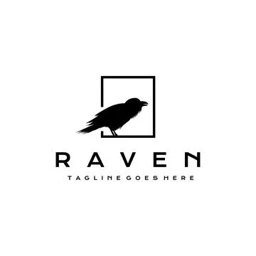 Crow Raven logo design vector illustration Stock Illustration