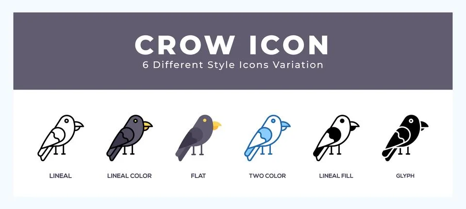Crow set of vector icon. For web. and mobile app Stock Illustration
