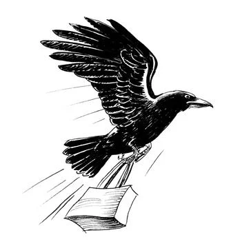 Crow with shopping bag Stock Illustration