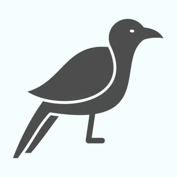 Crow solid icon. Scary dark corvus bird. Halloween vector design concept, glyph Stock Illustration