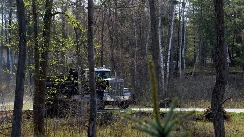 CROW WING CO, MN - 12 MAY 2023: Dump Truck in wooded neighborhood. Stock Footage 251198039