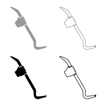 Crowbar in hand holding tool use Arm using Multifunctional utility bar set ic Stock Illustration
