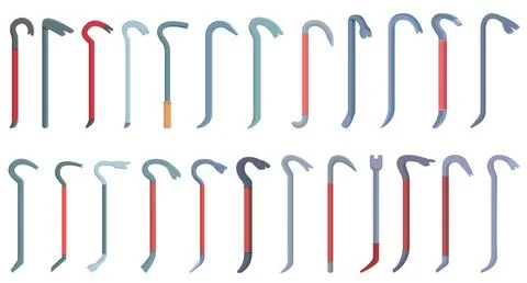 Crowbar icons set cartoon vector. Breaking burglar Stock Illustration