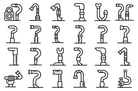 Crowbar icons set outline vector. Breaking burglar Stock Illustration