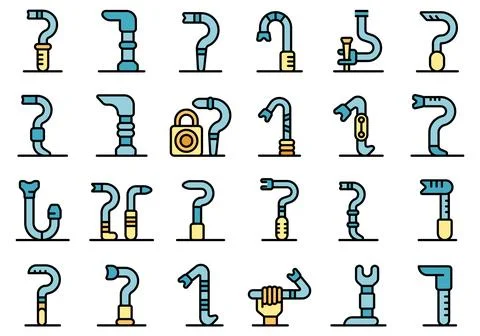Crowbar icons set vector color outline Stock Illustration