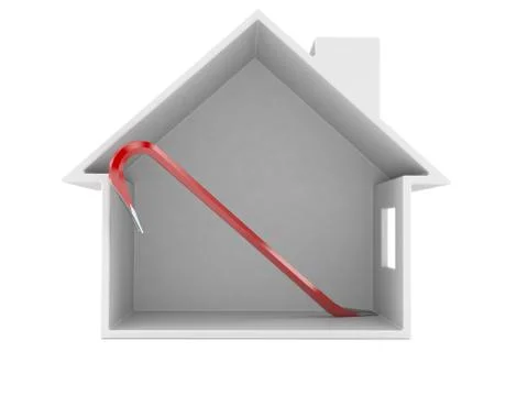 Crowbar inside house cross section Stock Illustration