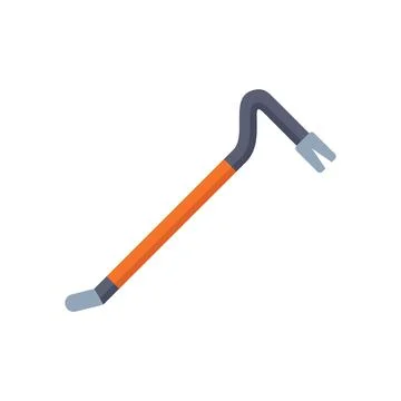 Crowbar with orange handle lying on white background 库存插图