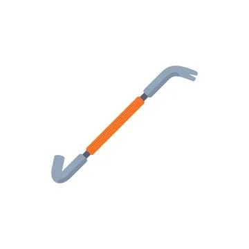 Crowbar with orange handle for pulling nails out of wood Stock Illustration