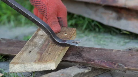 Crowbar pulled out a nail Video stock 63502907