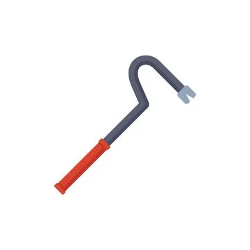 Crowbar with red handle lying on white background 库存插图