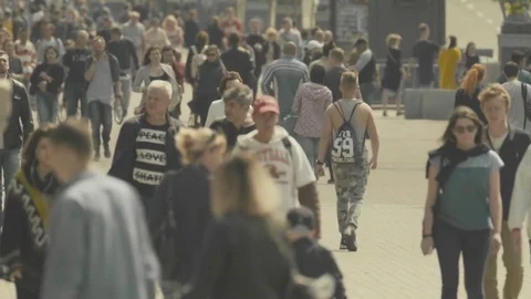 Crowd. 4K. Crowded street. People in the crowd. Stock Footage