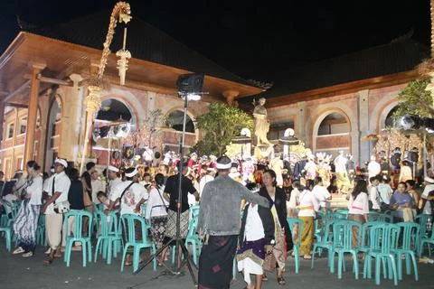 Crowd and Audience After Performance Karya Agung Panyegjeg Bhumi Ubud Bali Stock Photos