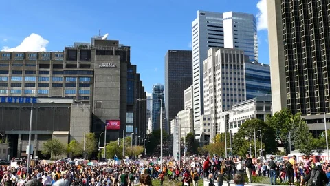 Crowd and buildings Stock Footage 119953778