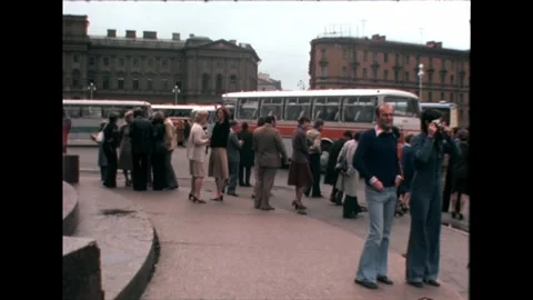 Crowd and Buses in the City Video stock 278399462