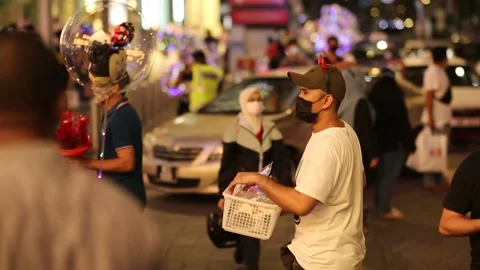 Crowd and Traffic at Bukit Bintang Kuala Lumpur Video stock 145643285