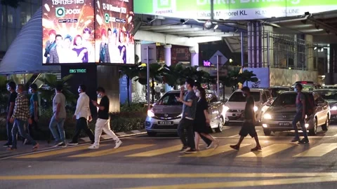 Crowd and Traffic at Bukit Bintang Kuala Lumpur Video stock 145672373