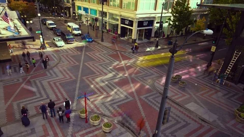 Crowd and Traffic Crossing Time Lapse Stock Footage 69875311