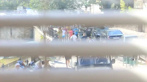 Crowd and Window Blind Stock Footage 54462777