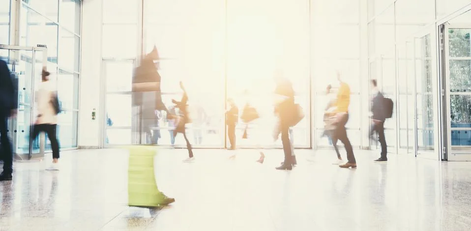 Crowd of anonymous blurred commuters Stock Photos