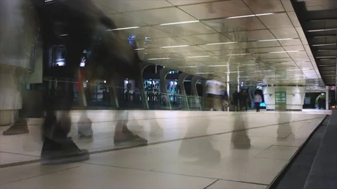 Crowd of Anonymous Pedestrian on the Connecting Skywalk 02 Stock Footage 162567579