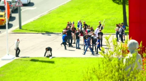 Crowd of anonymous people walking on busy  street Stock Footage 50038817