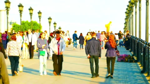 Crowd of anonymous people walking on busy  street Stock Footage 50038931