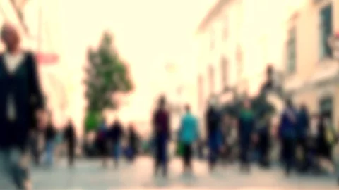 Crowd of anonymous people walking on busy city street Video stock 73768175