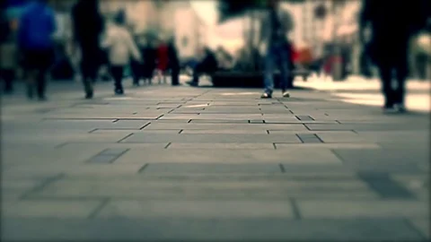 Crowd of anonymous people walking on busy city street Video stock 75376590