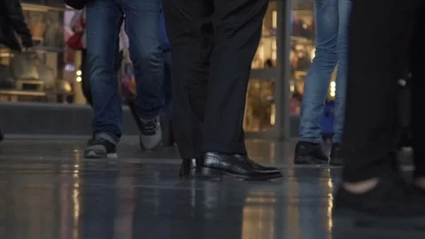 Crowd of anonymous people walking on busy street 120fps Stock Footage 81669772