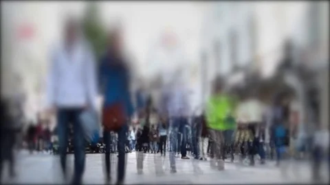 Crowd of anonymous people walking on busy city street Video stock 82062734