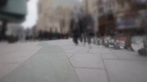 Crowd of anonymous people walking on busy city street, time lapse Stock Footage 87656671