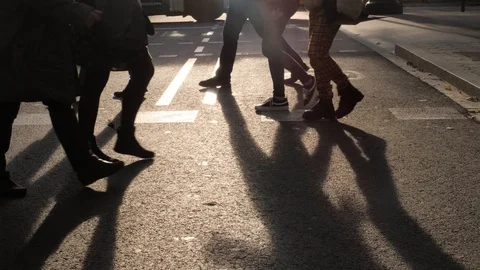 Crowd of anonymous people walking on busy city street in Barcelona pedestrians Stock Footage 101659266