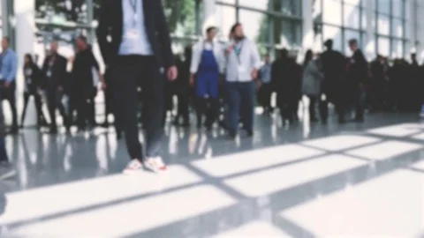 Crowd of anonymous people walking in a floor -4k footage Stock Footage 82697213