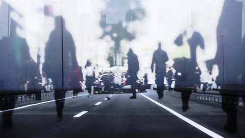 Crowd of anonymous people walking Stock Footage 73806127