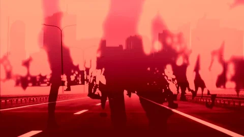 Crowd of anonymous people walking on sunset in the city streets Stock Footage 72274361