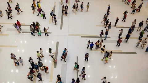 Crowd Of Anonymous Unrecognizable People Walking In Mall - time lapse Stock Footage 115542004