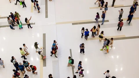 Crowd Of Anonymous Unrecognizable People Walking In Mall - time lapse Stock Footage
