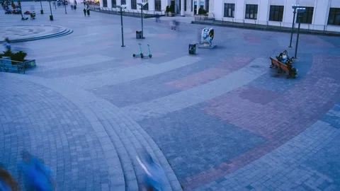 Crowd Of Anonymous Unrecognizable People Walking at the street. Time lapse vi Stock Footage 156409379