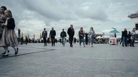 Crowd Of Anonymous Unrecognizable People Walking at the street. Time lapse vi Stock Footage 156409389