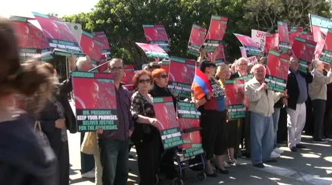 The crowd - Armenian Genocide Protest Stock Footage 5299228